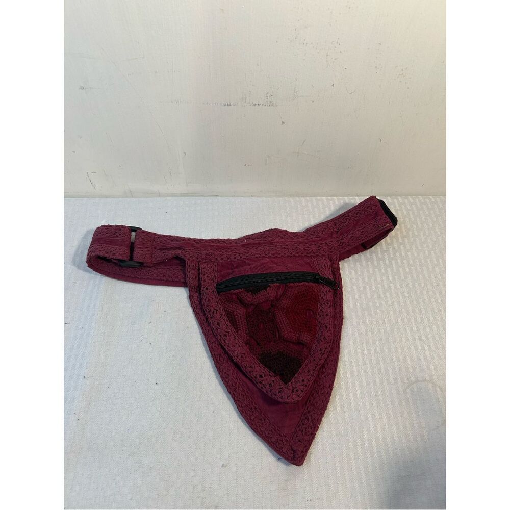 Chilli baba boho unique waist fanny‎ bag burgundy crochet